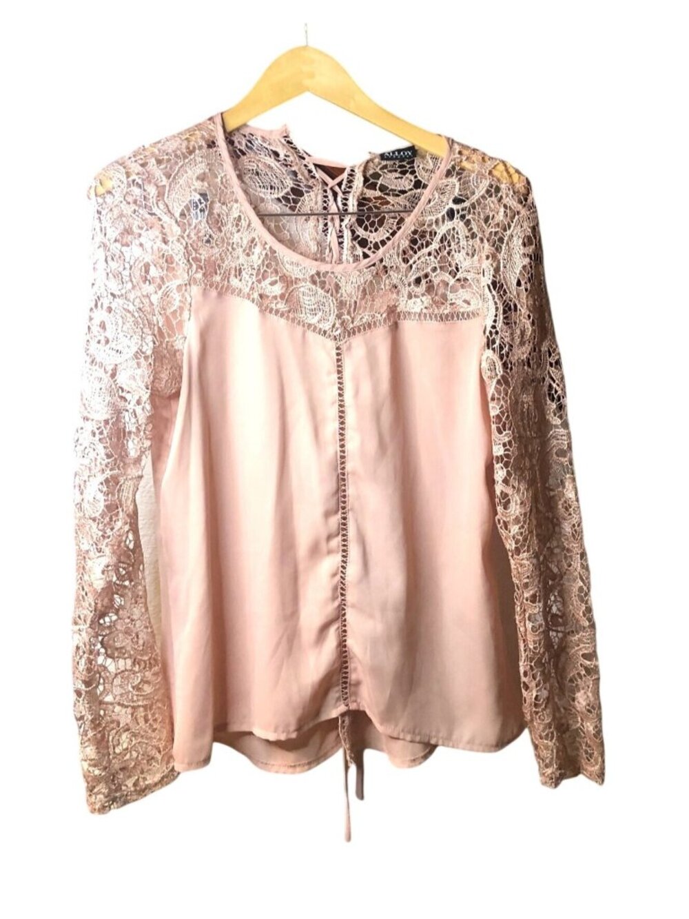 ALLOY APPAREL- WOMEN'S PINK BLUSH LACED TOP BACK RIBBON CLOSURE SIZE LARGE